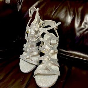 Silver glitter heels